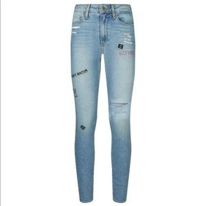 High rise hoxton embroidered destroyed Paige jeans